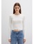 Bisiklet Yaka Ekru Crop Kazak 1710474-70057 11