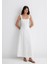 Askılı Beyaz Uzun Elbise 1310479-620 7