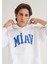 Miav Baskılı Kapüşonlu Beyaz Sweatshirt 0S10122-620 11