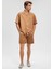 Keten Karışımlı Kahverengi Şort 0410134-82337 9