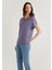 Düşük Omuz Mor Basic Tişört 1611649-70608 9
