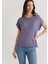 Düşük Omuz Mor Basic Tişört 1611649-70608 10