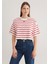 Mavi Logo Baskılı Kırmızı Çizgili Crop Tişört 1612227-86680 12