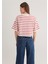 Mavi Logo Baskılı Kırmızı Çizgili Crop Tişört 1612227-86680 13