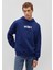Erkek Mavi Logo Baskılı Kapüşonlu Mavi Sweatshirt 0S10001-70722 6