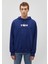 Erkek Mavi Logo Baskılı Kapüşonlu Mavi Sweatshirt 0S10001-70722 8