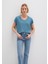 V Yaka Mavi Basic Viskoz Tişört 167714-70753 7