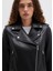 Biker Yaka Siyah Suni Deri Ceket 1110221-900 11
