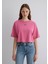 Mavi Logo Baskılı Pembe Crop Tişört 1611585-84670 10