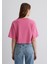 Mavi Logo Baskılı Pembe Crop Tişört 1611585-84670 11