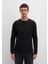 Uzun Kollu Dokulu Siyah Basic Tişört 0610106-900 12
