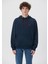 Erkek Mavi Logo Nakışlı Kapüşonlu Lacivert Sweatshirt 065809-29743 10