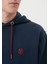 Erkek Mavi Logo Nakışlı Kapüşonlu Lacivert Sweatshirt 065809-29743 12