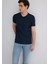 Ribana Detaylı V Yaka Lacivert Tişört 063748-17588 8