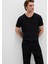 Ribana Detaylı V Yaka Siyah Tişört 063748-900 7