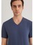 Stretch V Yaka Mavi Basic Tişört 061748-18790 13