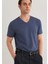 Stretch V Yaka Mavi Basic Tişört 061748-18790 10