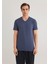 Stretch V Yaka Mavi Basic Tişört 061748-18790 11