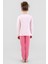 Kız Çocuk Pamuklu Bisiklet Yaka Tavşan Baskılı Uzun Kollu Pijama Takımı 9246 Pembe 2