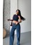 Baggy Kar Yıkama Jeans Pantolon Koyu Mavi D2007 4