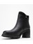 Parly Siyah Cilt Fermuar Detaylı Kadın Kalın Topuklu Bot 4