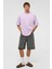 Basic Oversize Bisiklet Yaka Tişört Lila 1