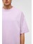 Basic Oversize Bisiklet Yaka Tişört Lila 4