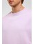 Basic Oversize Bisiklet Yaka Tişört Lila 5