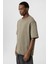 Yıkamalı Basic Oversize Tişört Haki 4