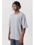Basic Oversize Bisiklet Yaka Tişört Gri 4