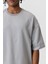 Basic Oversize Bisiklet Yaka Tişört Gri 5