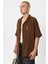 Oversize Deliklı Triko Gömlek Kahve 5