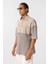 Yıkamalı Oversize Polo Yaka Tişört Taş 4