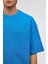 Basic Oversize Bisiklet Yaka Tişört Turkuaz 4