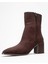 Chara Kahverengi Süet Kadın Kalın Topuklu Bot 4