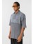 Yıkamalı Oversize Polo Yaka Tişört Gri 5