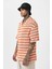 Oversize Çizgili Triko Tişört Oranj 4