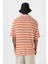 Oversize Çizgili Triko Tişört Oranj 5