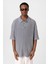 Polo Yaka Oversize Triko Gri 3