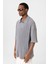 Polo Yaka Oversize Triko Gri 4