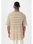 Çizgili Oversize Triko Tişört Camel 5