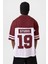Baskılı Oversize Forma Tişört Bordo 5
