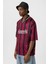 Oversize Baskılı Forma Tişört Bordo 4