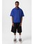 Polo Yaka Yıkamalı Oversize Tişört Saks 1