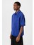 Polo Yaka Yıkamalı Oversize Tişört Saks 4