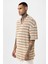 Oversize Çizgili Triko Tişört Camel 4