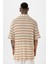 Oversize Çizgili Triko Tişört Camel 5