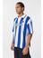 Oversize Polo Yaka Forma Tişört Saks 4