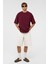 Basic Oversize Bisiklet Yaka Tişört Bordo 1