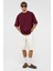 Basic Oversize Bisiklet Yaka Tişört Bordo 2